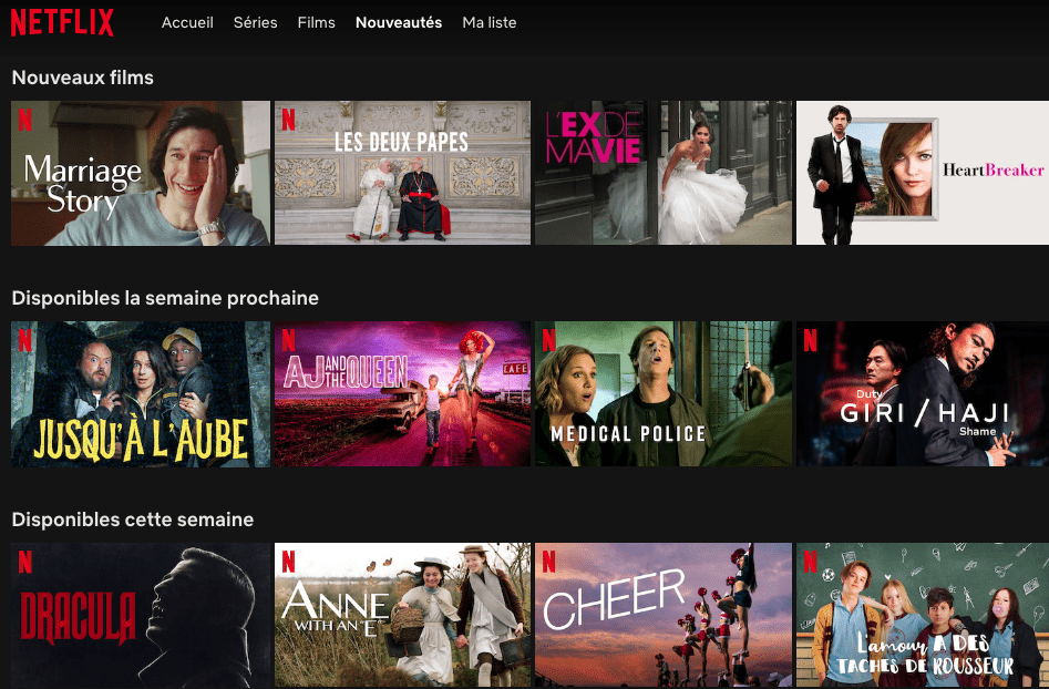 netflix catalogue nouveautés