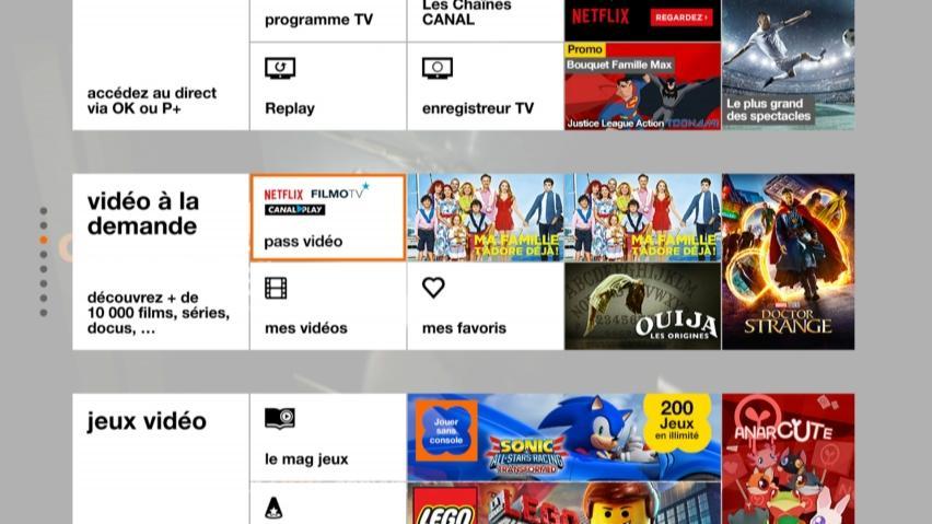 tv orange decodeur tv 4 menu blanc rubrique pass video full view image - S'abonner à Netflix avec Orange, tout savoir sur les offres